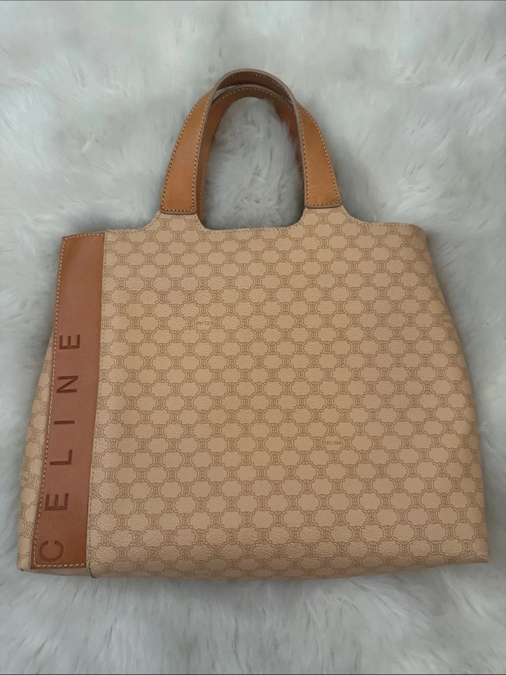 Celine Beige Canvas Tote with Tan Leather Trim - Picture 1 of 1